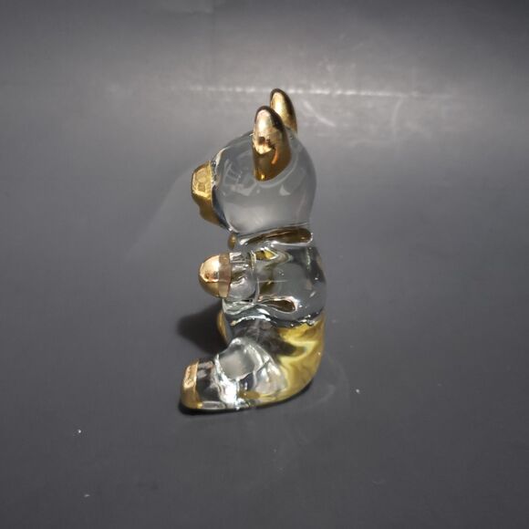 Bear Clear Glass Figurine Gold Ears / Hands 3.75" ×2" - Picture 2 of 4